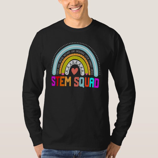 Camiseta STEM Squad  Students & Teachers Crew Rainbow (Frente)