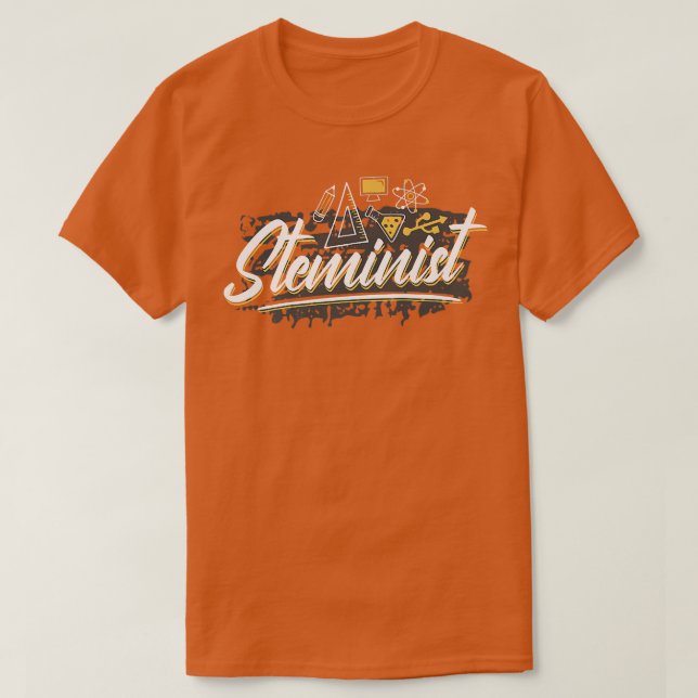 Camiseta Steminist Science Technology Engineering Math STEM (Frente do Design)