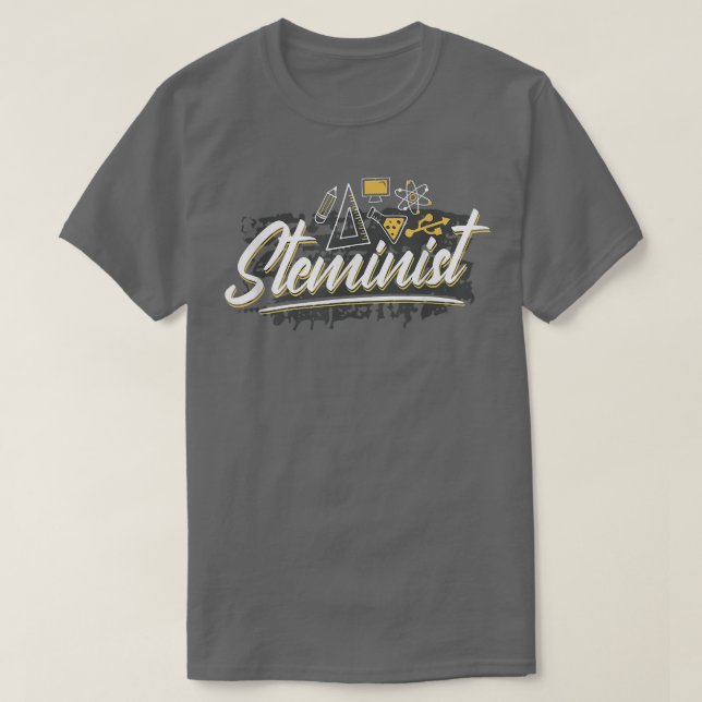 Camiseta Steminist Science Technology Engineering Math STEM (Frente do Design)