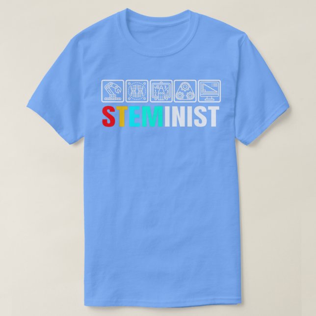 Camiseta Steminist Womens Science Technology Engineering  M (Frente do Design)