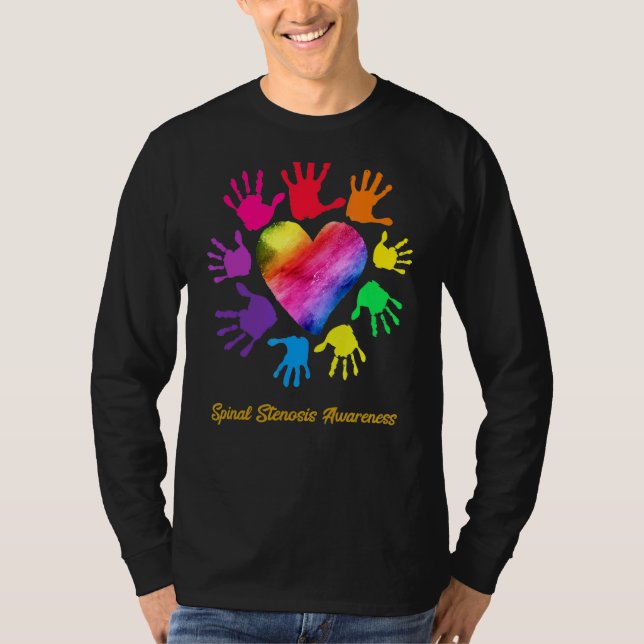 Camiseta Stenose Spinal A Consciência Mãos Estenose Spinal (Frente)