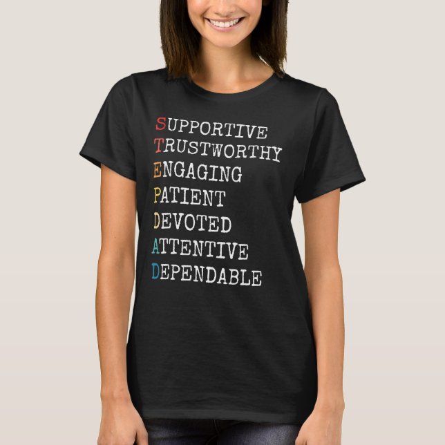 Camiseta Stepdad Acronym Step Pai Stepdad Family Padre (Frente)