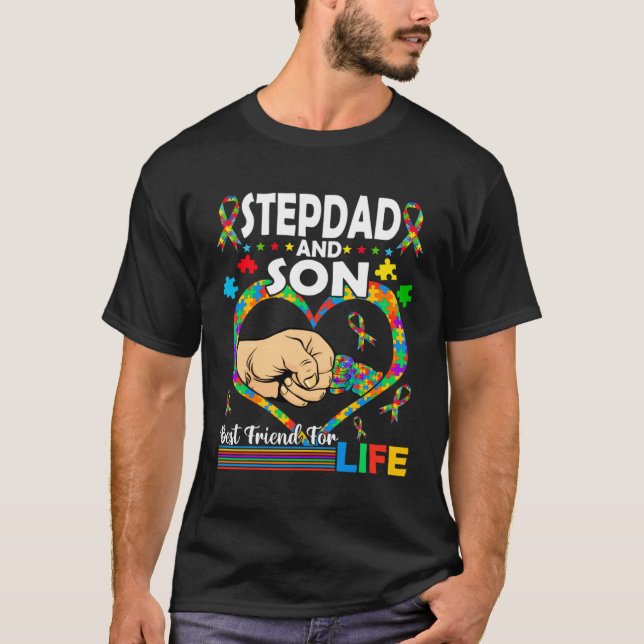 Camiseta Stepdad And Son Family Matching Autism Awareness F (Frente)