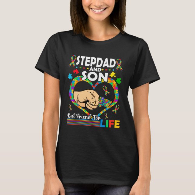 Camiseta Stepdad And Son Family Matching Autism Awareness F (Frente)