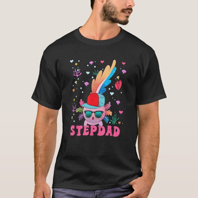 Camiseta Stepdad Cute Axolotl Sunglasses Wearing Cap Costum (Frente)
