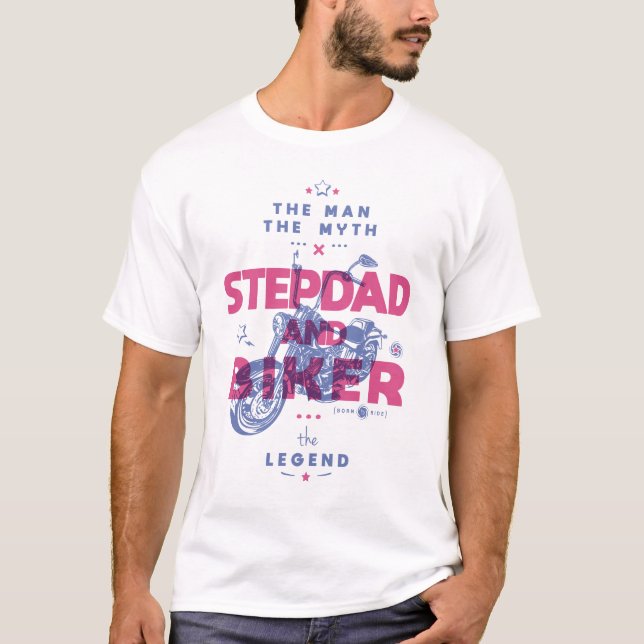 Camiseta Stepdad e moto o homem mito a lenda (Frente)