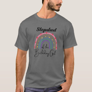 Camiseta Stepdad Of The Birthday Girl Rainbow Boho Birthday