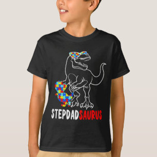 Camiseta Stepdadsaurus T Rex Dinossauro Autismo Conscientiz