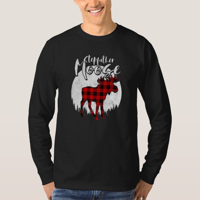 Camiseta Stepfather Moose Red Plaid Buffalo Matching Family (Frente)