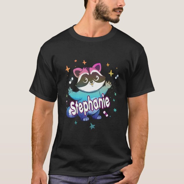 Camiseta Stephanie Adorable Name With A Raccoon (Frente)