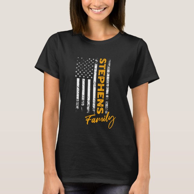 Camiseta Stephens Surname American Stephens Sobrenome Steph (Frente)