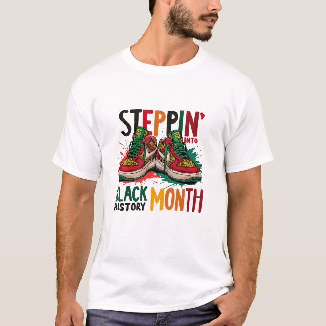 Camiseta Steppin" Em Histórico Preto Mês (Frente)