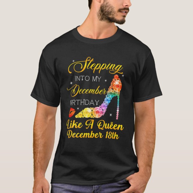 Camiseta Stepping Into My December Birthday High Heels Dece (Frente)