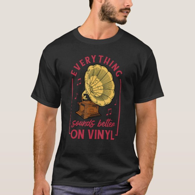 Camiseta Stereo Vinyl Record Buff Music Disc Player Audio A (Frente)