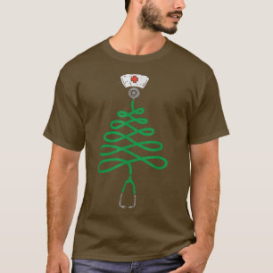 Camiseta Stethoscope Árvore de Natal Enfermeira de Natal Pi