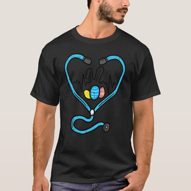 Camiseta Stethoscope Bunny Ears Páscoa Enfermeira Esfrega C (Frente)
