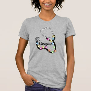 Camiseta Stethoscope Com Luzes De Natal Enfermeira De Natal