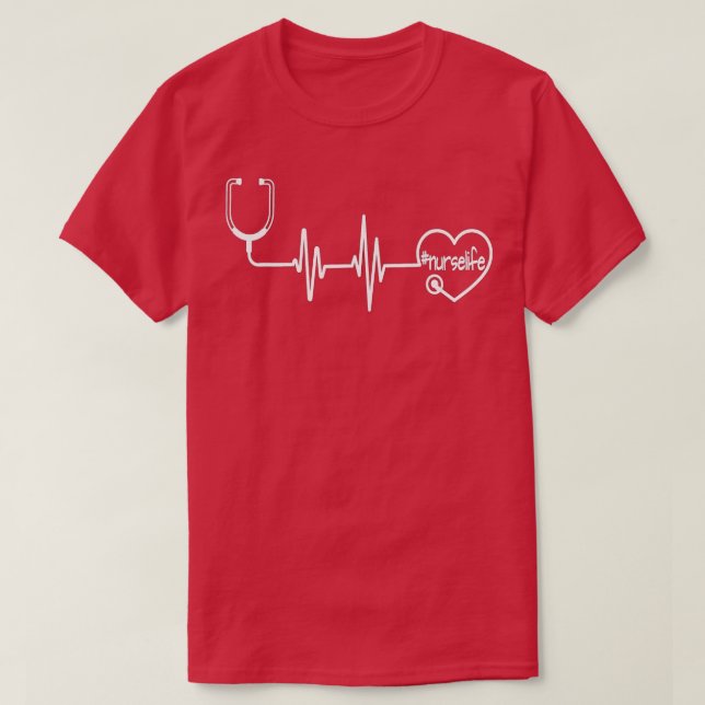 Camiseta Stethoscope EKG Pulsação Enfermeira  (Frente do Design)