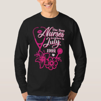 Camiseta Stethoscope Enfermeira Floral Julho de 1992