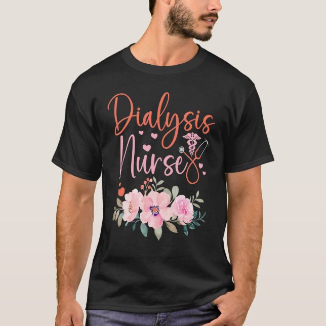 Camiseta Stethoscope Floral Dialysis Nurse Appreciation (Frente)