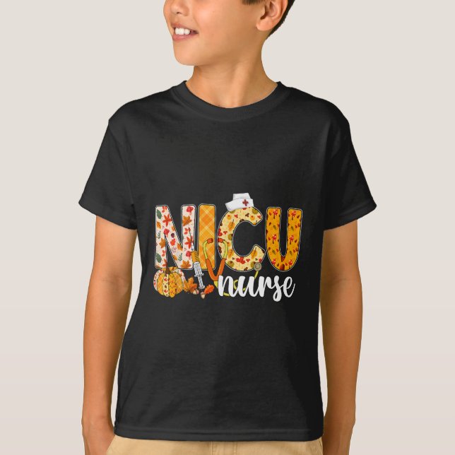 Camiseta Stethoscope Nicu Enfermeira Queda Outono Folha out (Frente)