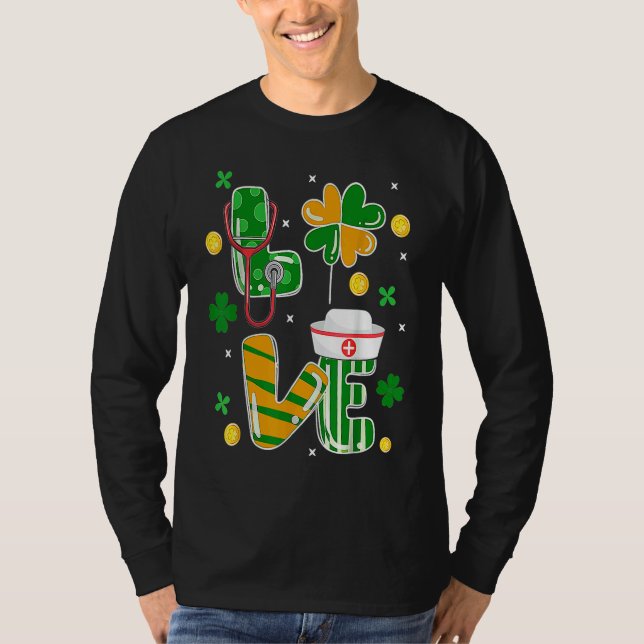 Camiseta Stethoscope Nurse St Patrick's Day Lucky Nurse Sha (Frente)