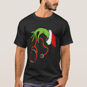 Camiseta Stethoscope Papais noeis Engraçados Enfermeira Nat