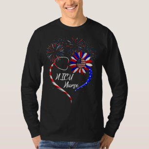 Camiseta Stethoscope Sunflower Patriotic Nicu Enfermeira 4º