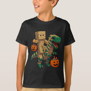 Camiseta Steve Riding Mummy Dinosaur T Rex Halloween Engraç