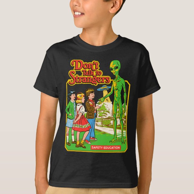 Camiseta Steven Rhodes Don't Talk To Strangers Alien Retro  (Frente)