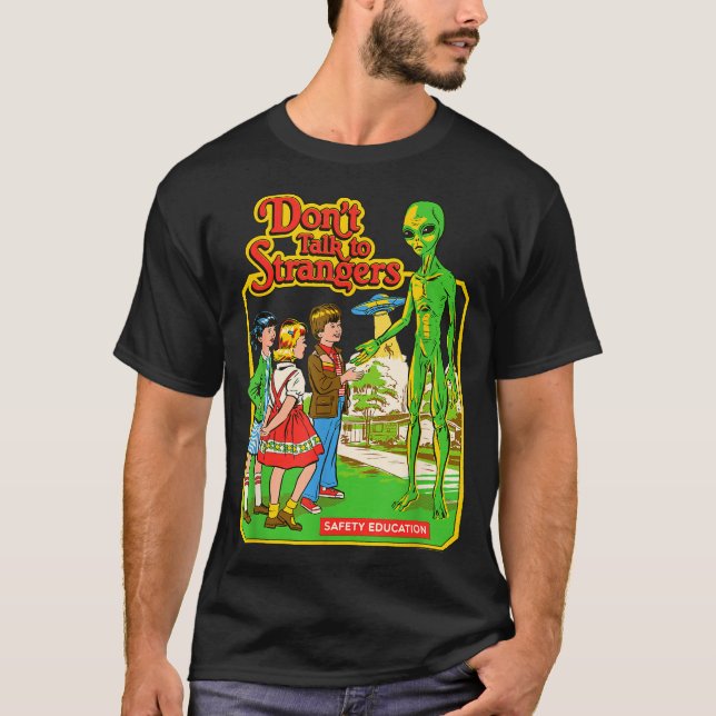 Camiseta Steven Rhodes Don't Talk To Strangers Alien Retro  (Frente)