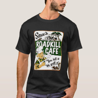 Camiseta STEVES ROADKILL CAFE; Restaura de publicidade em v