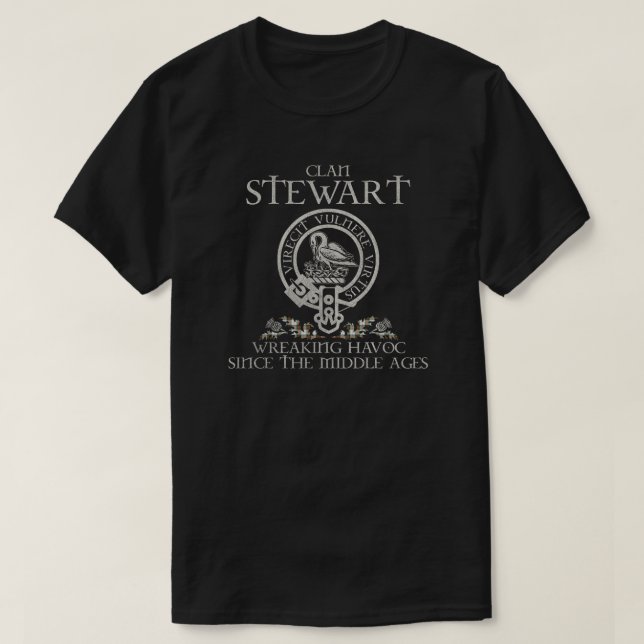 Camiseta Stewart Victoria Clan crest sobrenome escocês tart (Frente do Design)