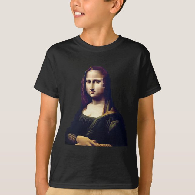 Camiseta Stic Remix Digital Renaissance da Mona Lisa Pixela (Frente)