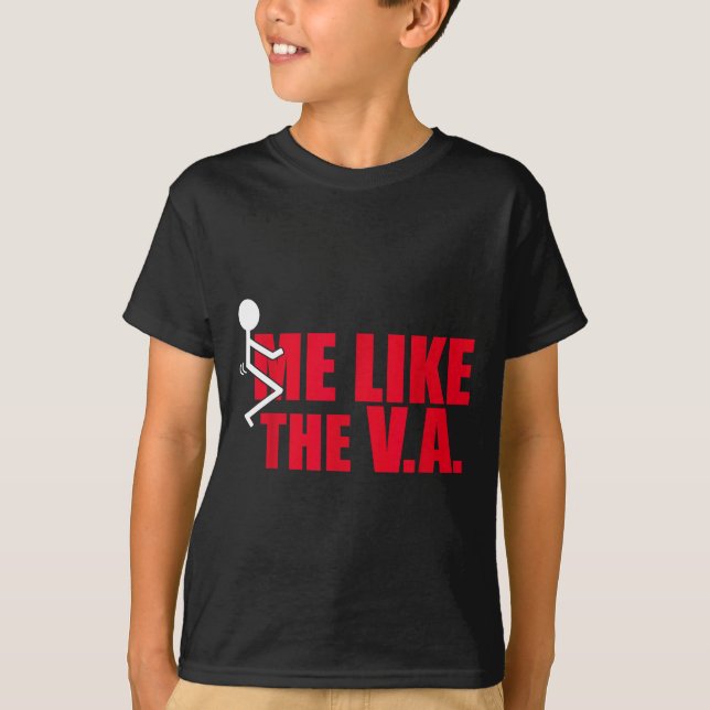 Camiseta Stick Figure Fck Me Like The Va Funny Veteran Dark (Frente)