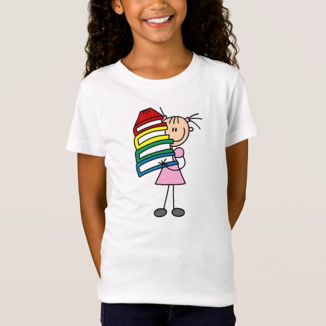 Camiseta Stick Girl com livros (Frente)