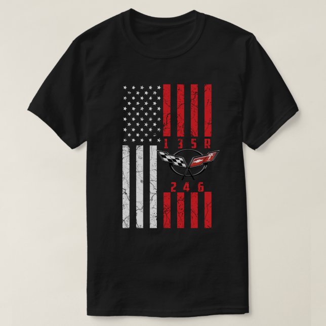 Camiseta Stick Shift American Flag corvette 6 Gea (Frente do Design)