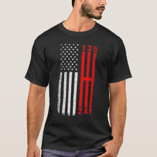 Camiseta Stick Shift American Flag Muscle Car 6 Gears Mecha