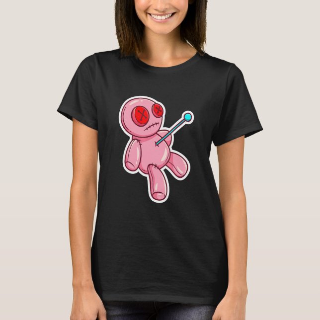 Camiseta Sticker Goth Creepy Cute Voodoo Doll For Teens (Frente)