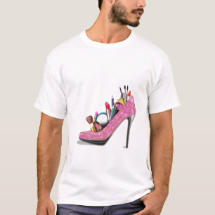 Camiseta Stillettos de Altos Saltos de Maquiagem