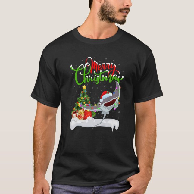 Camiseta Stingray Fish Lover Xmas Lighting Stingray Christm (Frente)