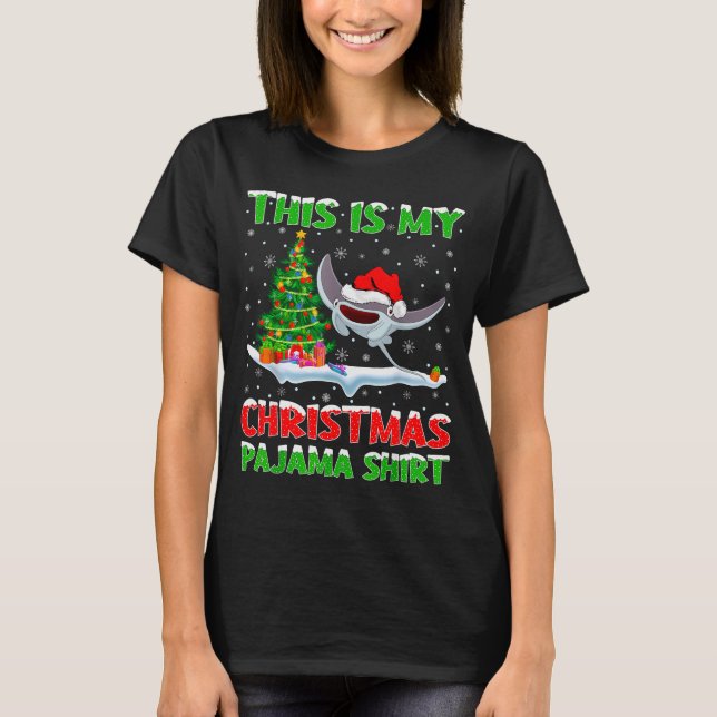 Camiseta Stingray Fish Xmas Tree Lights This Is My Christma (Frente)