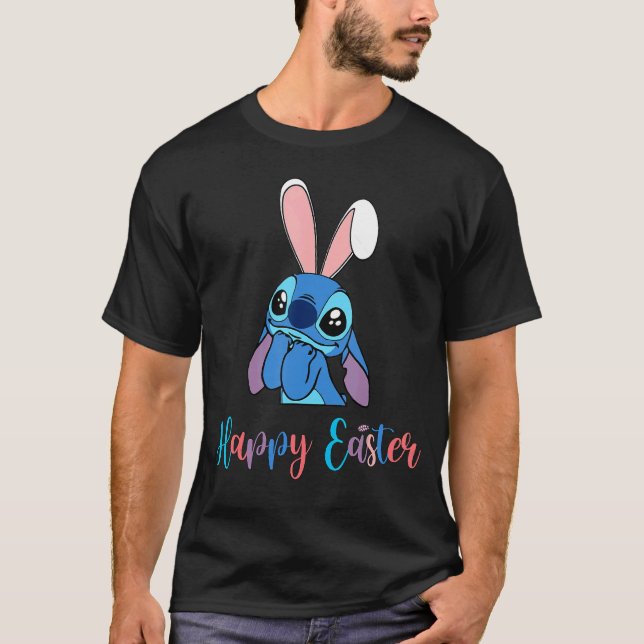 Camiseta Stitch com Felz pascoa de coelho da Páscoa (Frente)