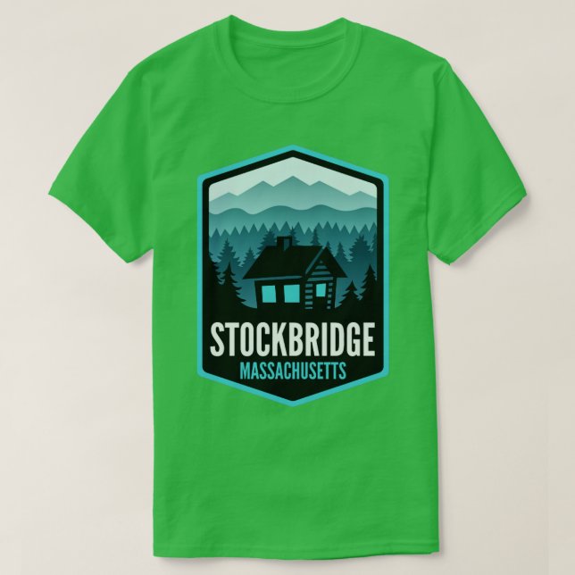 Camiseta Stockbridge Massachusetts Mountain Town Cabine (Frente do Design)