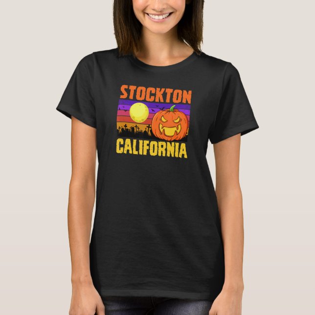 Camiseta Stockton California Happy Halloween Party Local Ci (Frente)