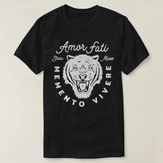 Camiseta Stoic Quote Amor Fati Tiger Graphic (Frente do Design)