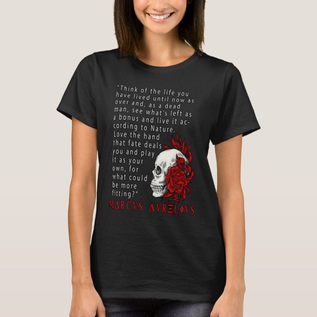 Camiseta Stoic Quote Marcus Aurelius and Skull Stoicism (Frente)
