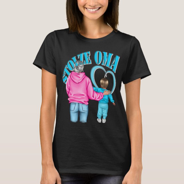 Camiseta stolze Oma Enkelin blonde Haare Herz T-Shirt (Frente)