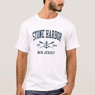 Camiseta Stone Harbor NJ Vintage Marinho cruzado
