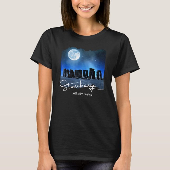 Camiseta Stonehenge England Souvenir Stonehenge À Noite (Frente)